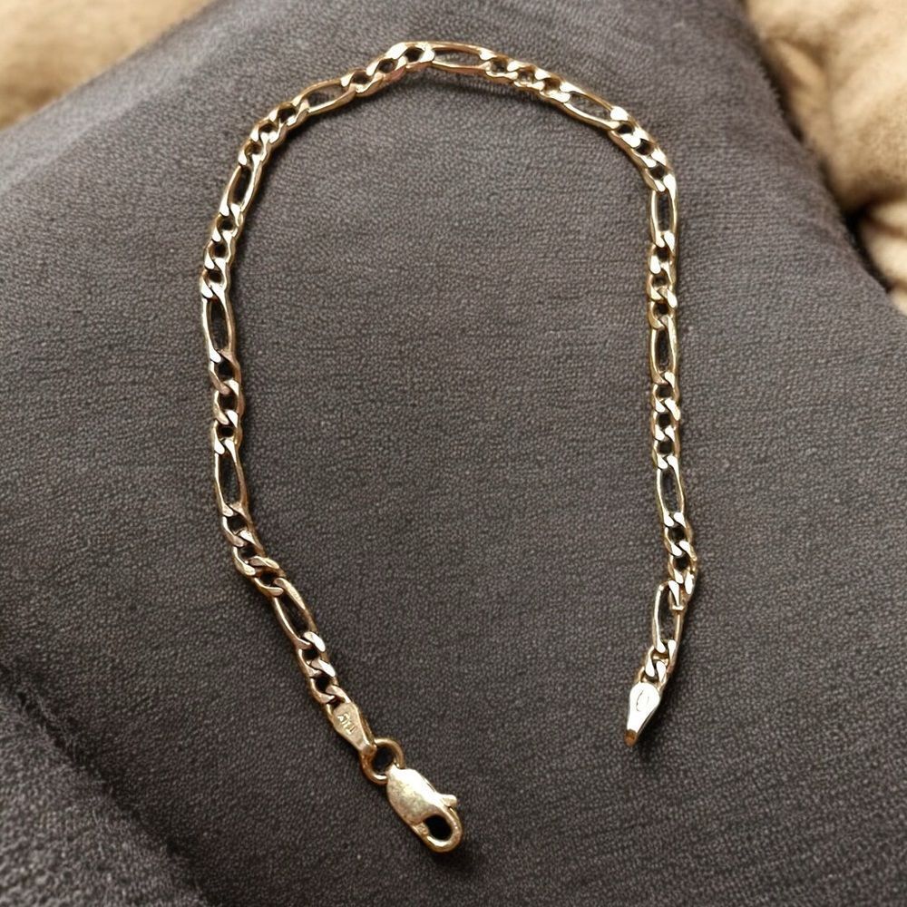 Vintage Sterling Silver Figaro Chain Bracelet 7.45”